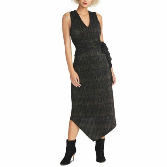 NWT Rachel Rachel Roy Metallic Tie- Waist Midi Dress - XS - Picture 1 of 8
